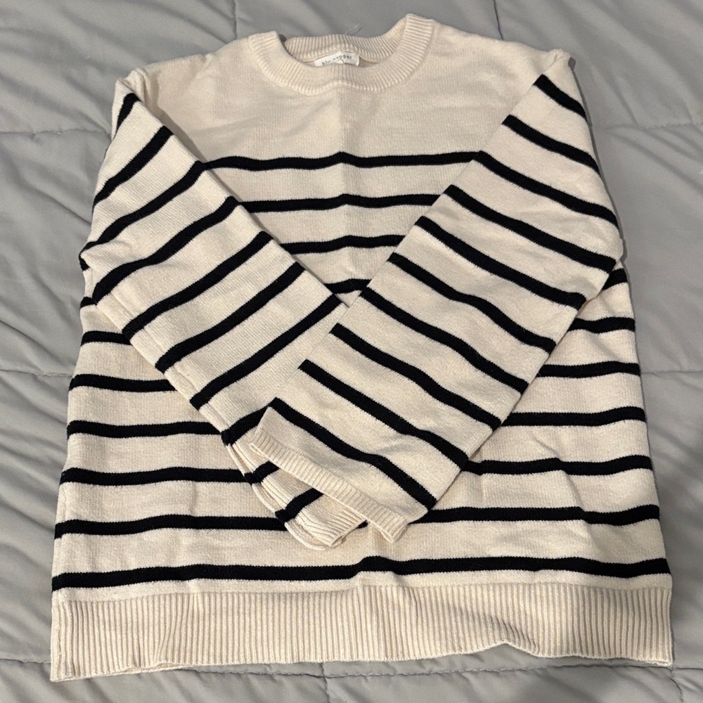 blu pepper Striped Black and White Sweater